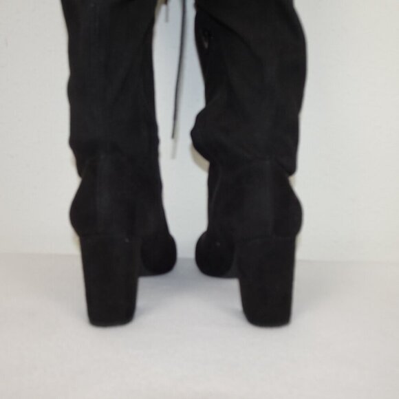 JustFab Aubriana Boots Over The Knee Heeled Suede Women's Size 8 Black Vegan - Picture 8 of 13